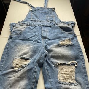 Shein Distressed Denim Overalls Size M/6